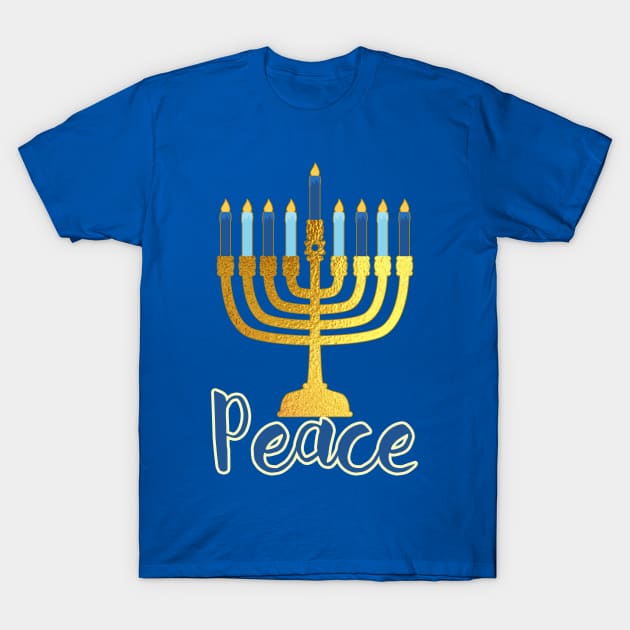 Hanukkah Menorah PEACE T-Shirt by Scarebaby